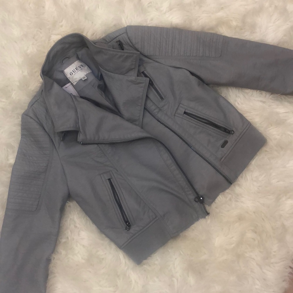 Guess grey leather jacket